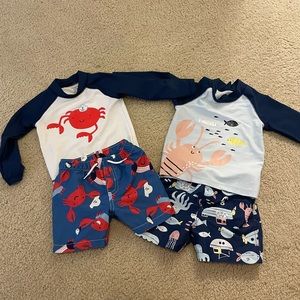 24 month Carters rash guard and swim trunks